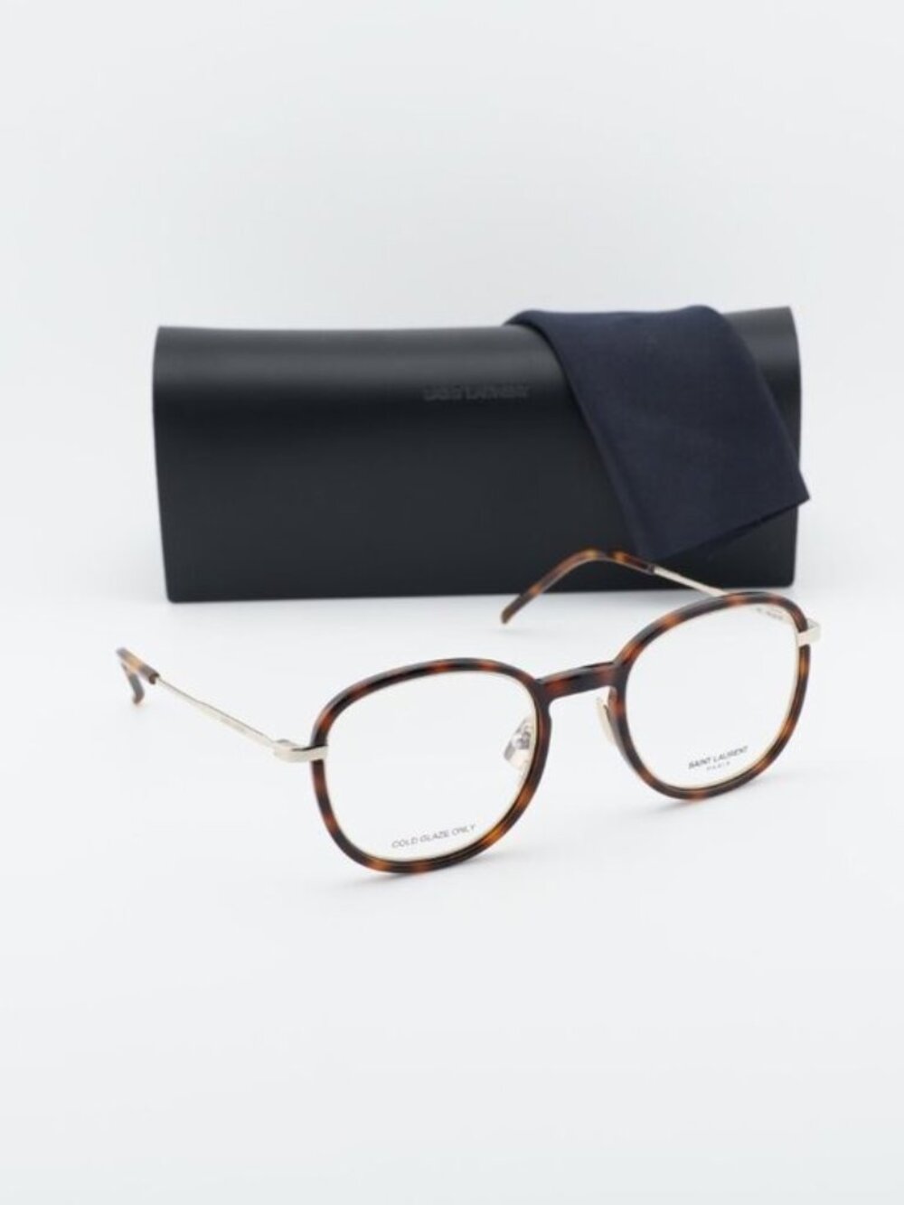 Saint Laurent SL436 OPT 002 Round Eyeglasses 49mm – Havana / Gold